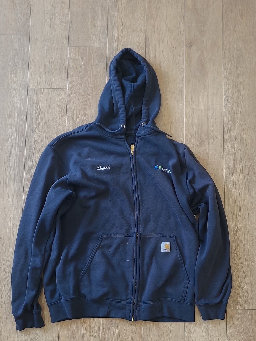 Carhartt Navy Blue Full-Zip Hooded Work Jacket